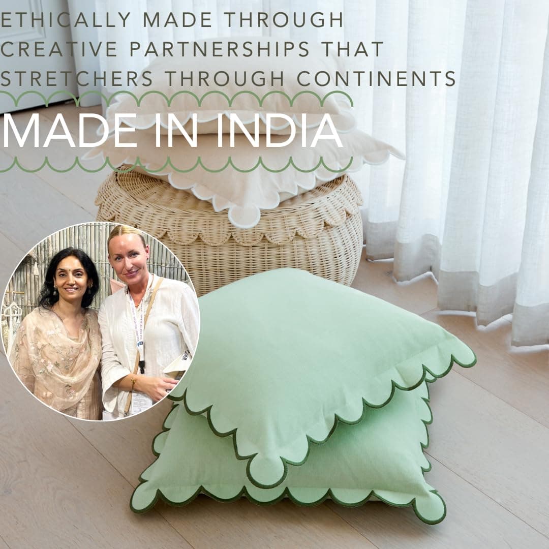 Funda de cojín verde con volante BEBE BASK - Juego de 2 - - Imagen 7