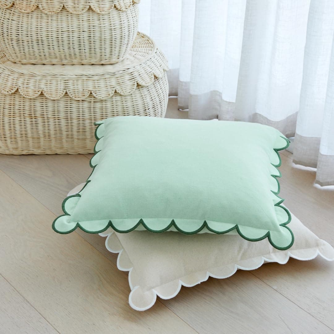 Funda de cojín verde con volante BEBE BASK - Juego de 2 - - Imagen 8