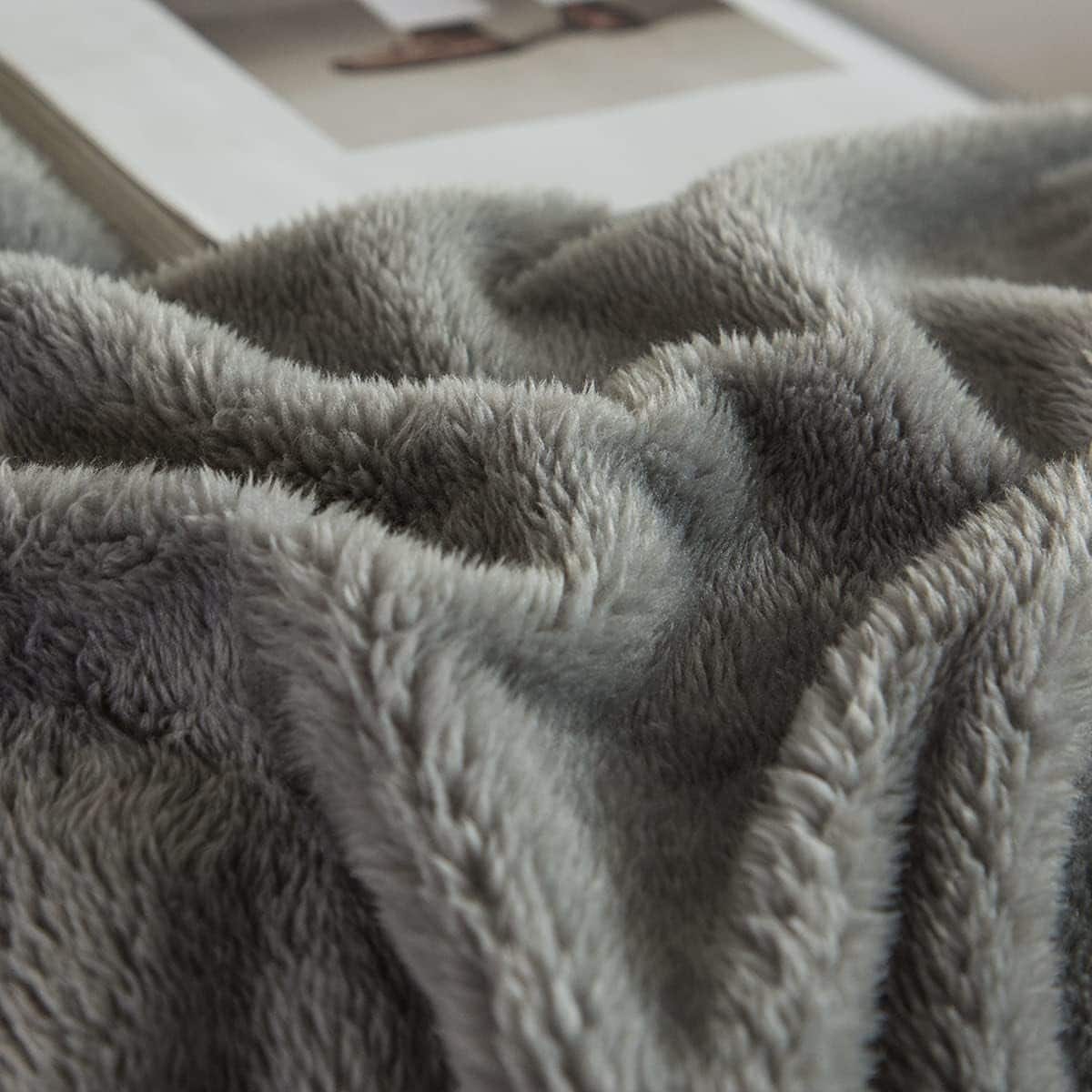 JSZS Juego de Funda de Edredón de Felpa -Gris Ahumado - Imagen 5