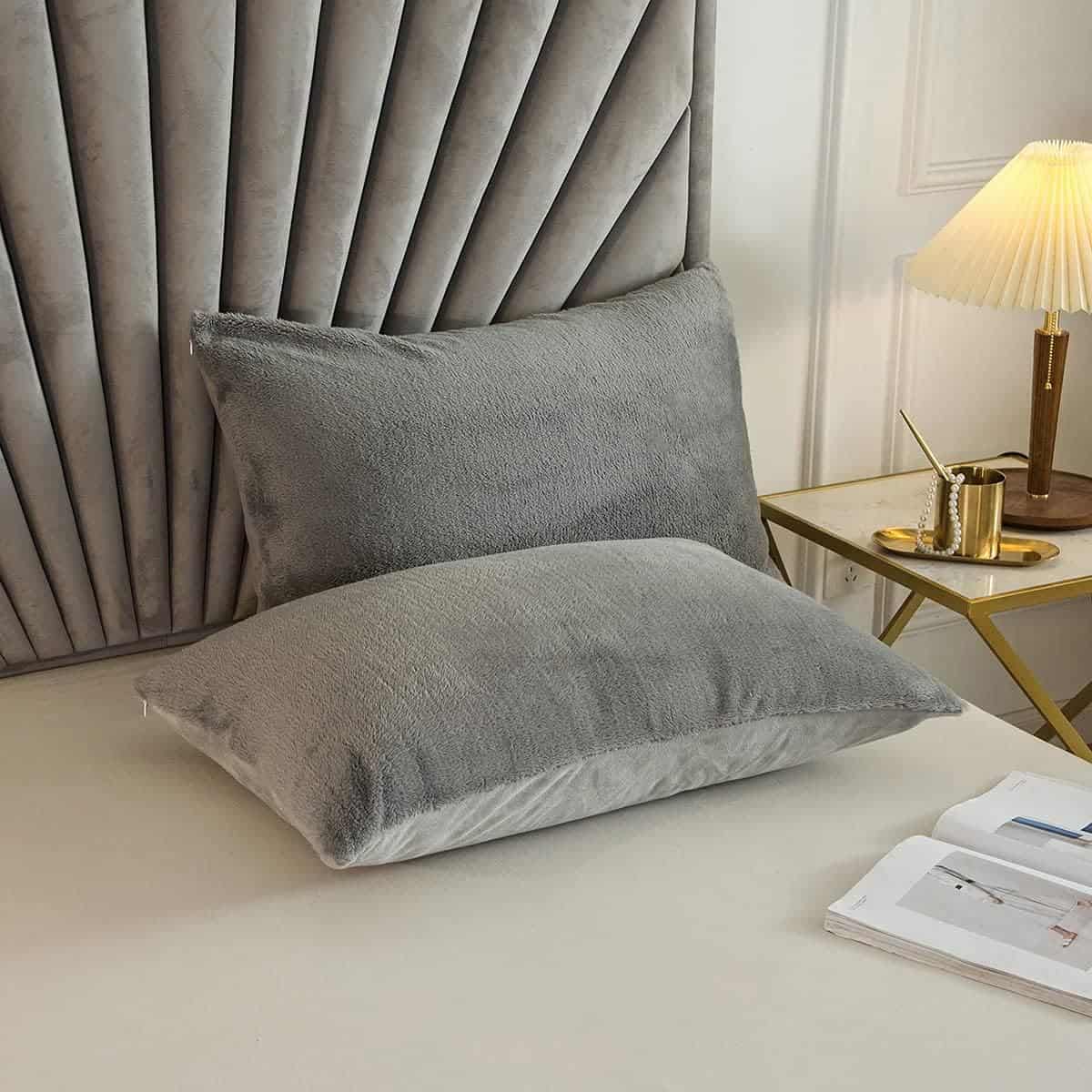 JSZS Juego de Funda de Edredón de Felpa -Gris Ahumado - Imagen 4