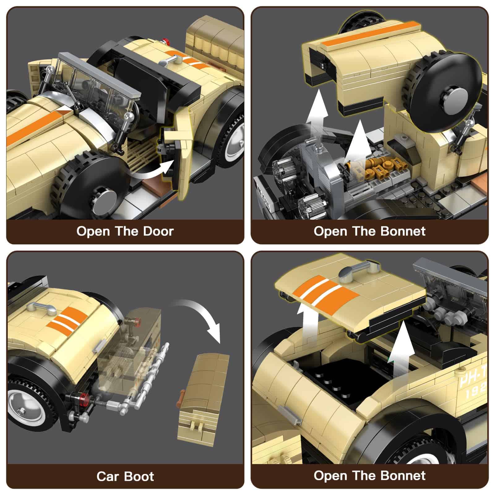 Mould King Juguete de coche antiguo de construcción, - Imagen 5