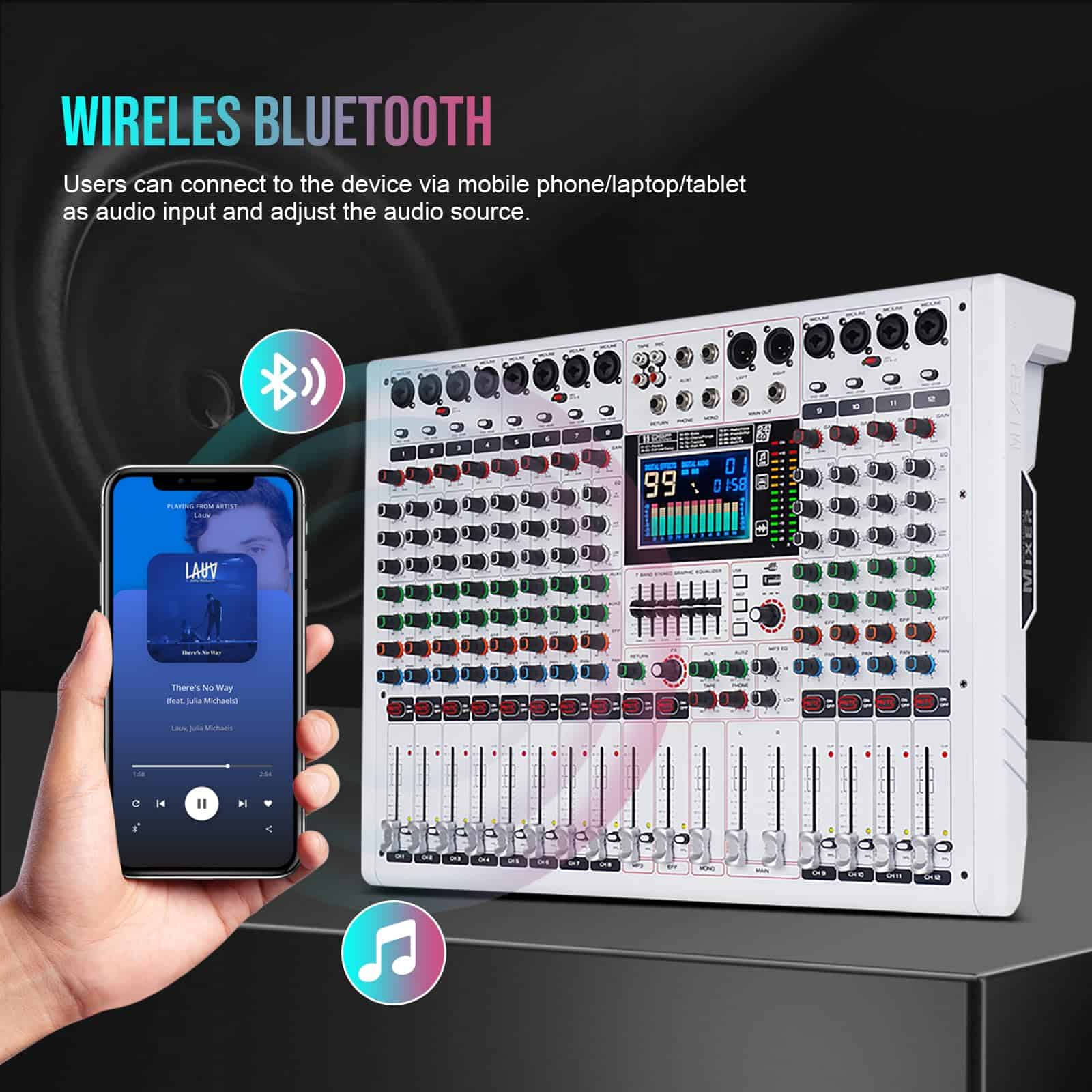 Mezcladora de Audio de 12 Canales Yamnweo GF12PRO - Imagen 9