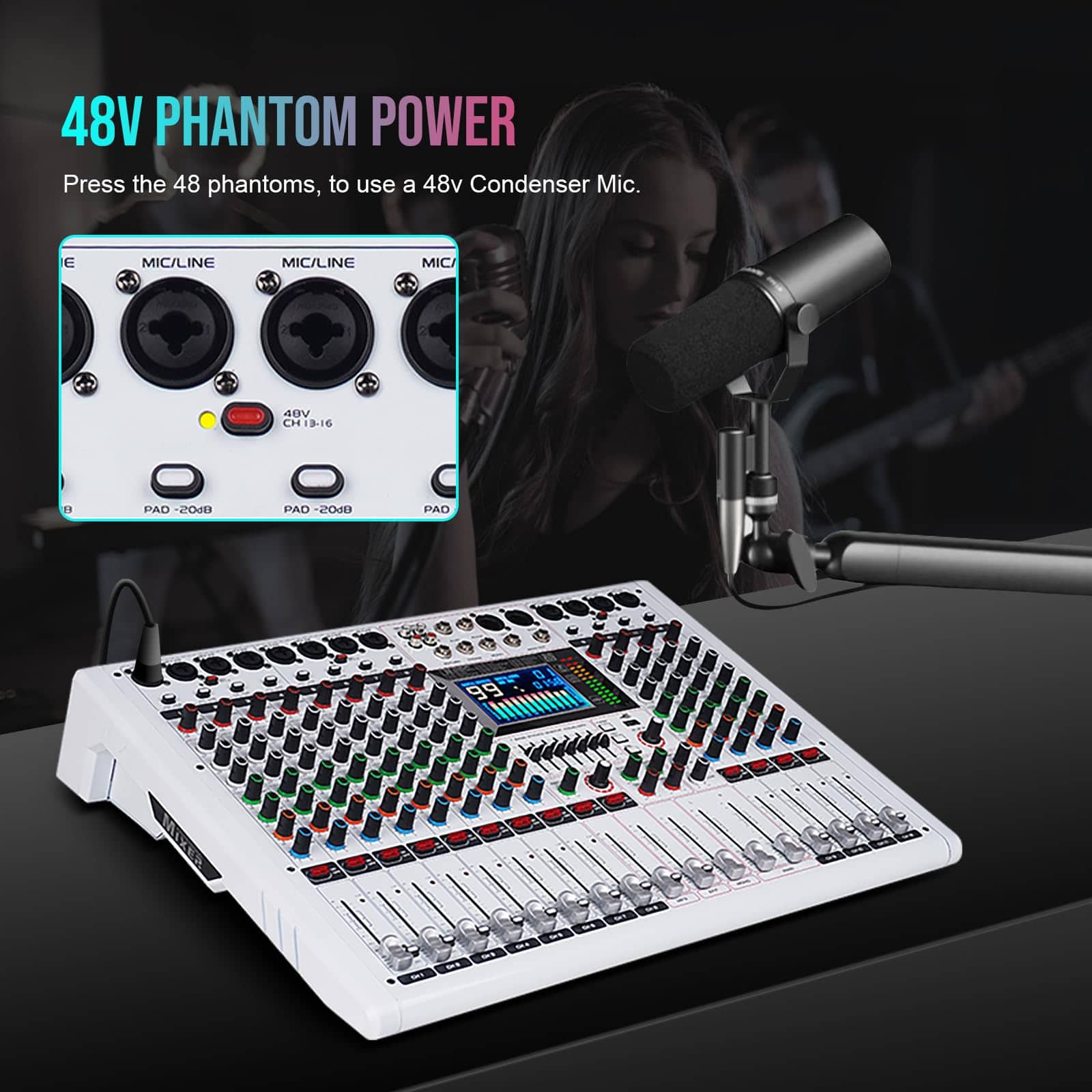 Mezcladora de Audio de 12 Canales Yamnweo GF12PRO - Imagen 10