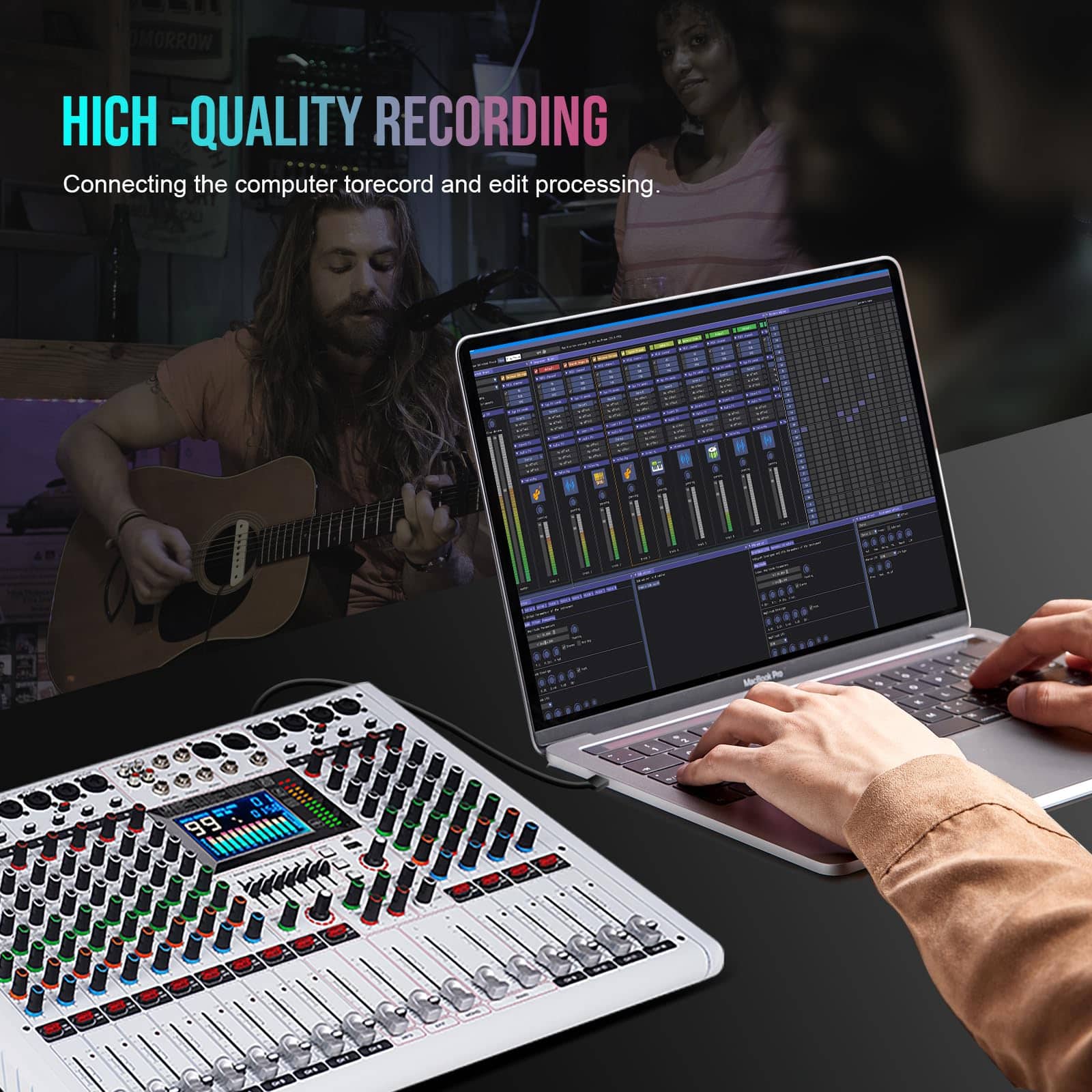 Mezcladora de Audio de 12 Canales Yamnweo GF12PRO - Imagen 7