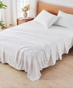 Juego de sábanas de microfibra Cibhlea tamaño -Blanco