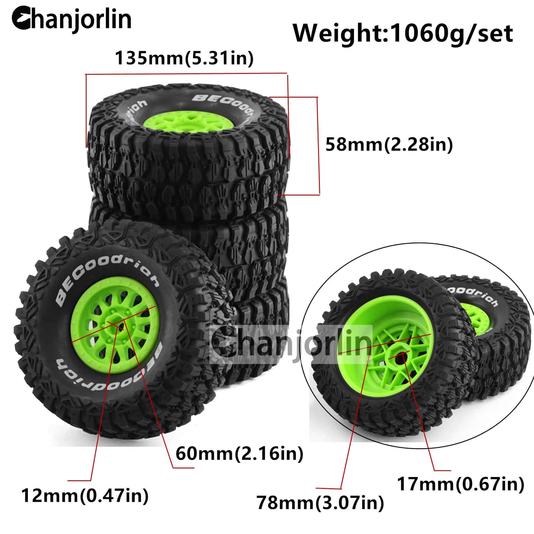 Llantas y Ruedas para Camioneta Todo Terreno 1/8 RC - Imagen 3