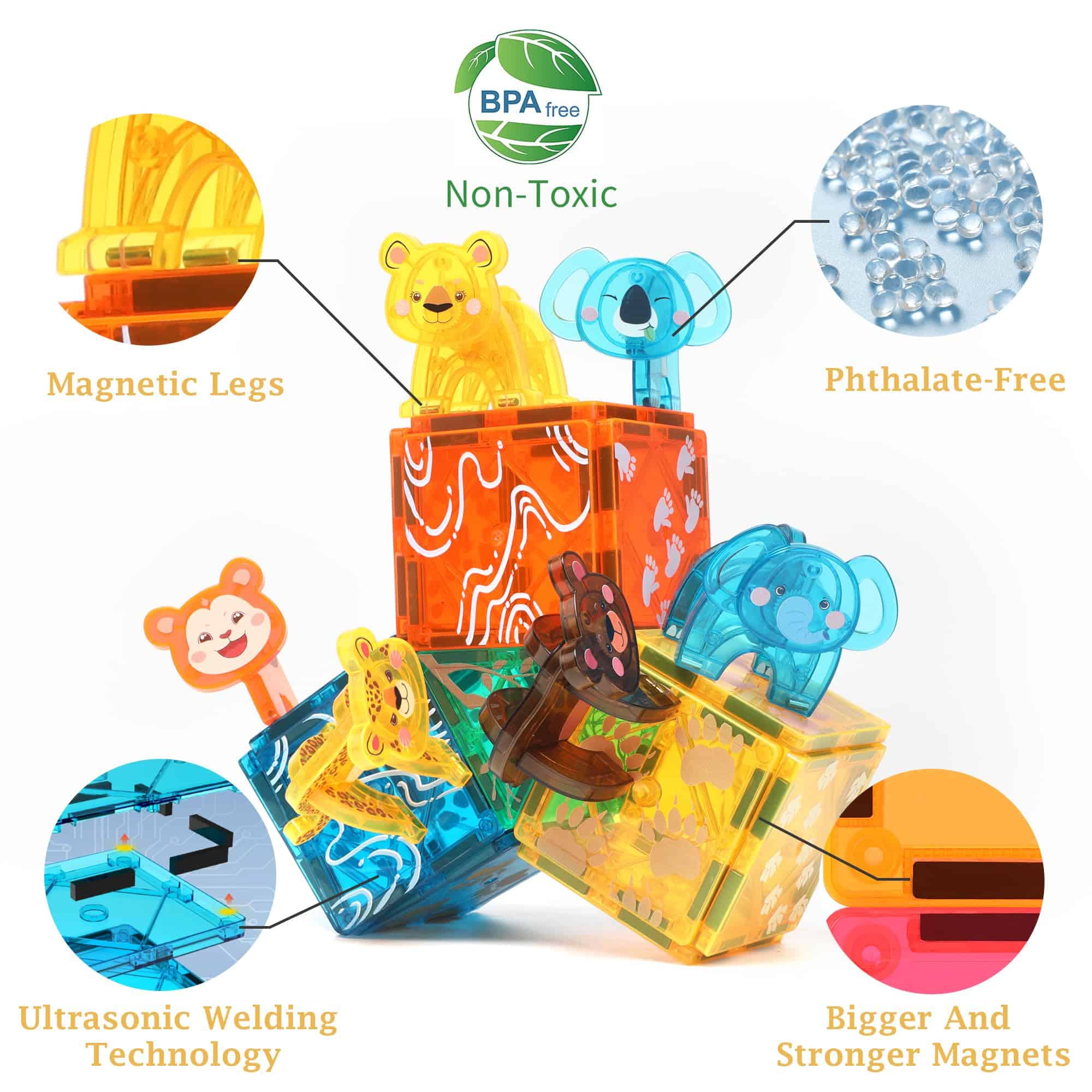 Set de 108 piezas de bloques magnéticos de animales del - Imagen 4