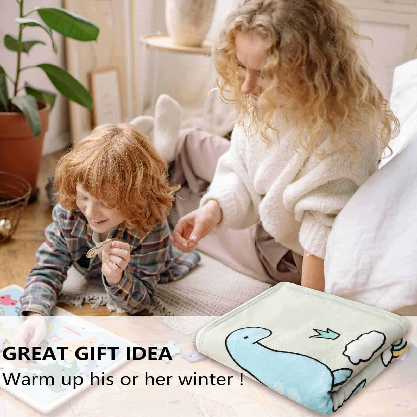 Manta de dinosaurio para niños niñas suave cálida acogedora - Imagen 7