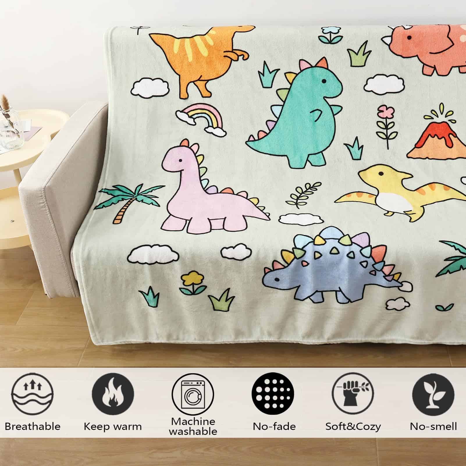 Manta de dinosaurio para niños niñas suave cálida acogedora - Imagen 6