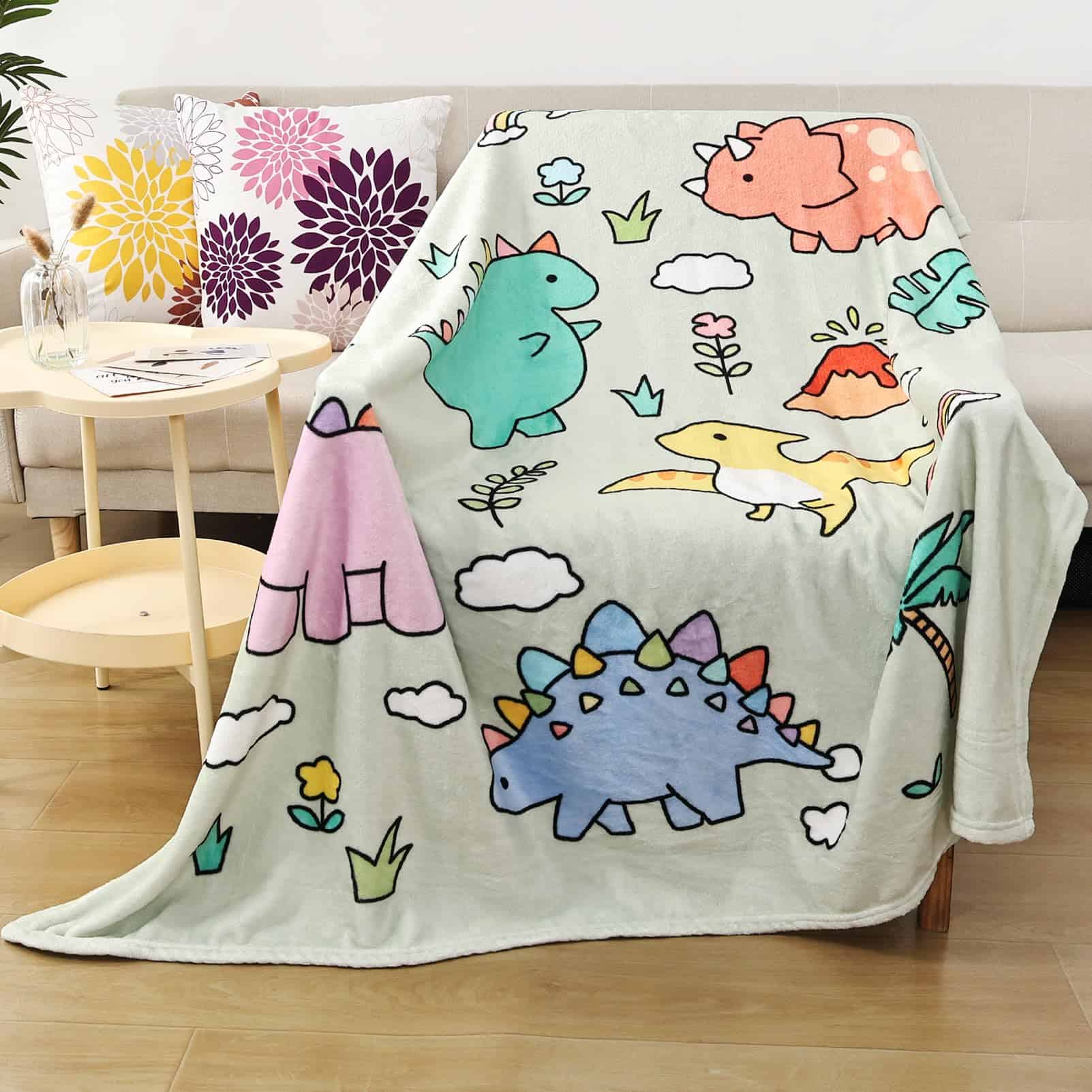 Manta de dinosaurio para niños niñas suave cálida acogedora - Imagen 8