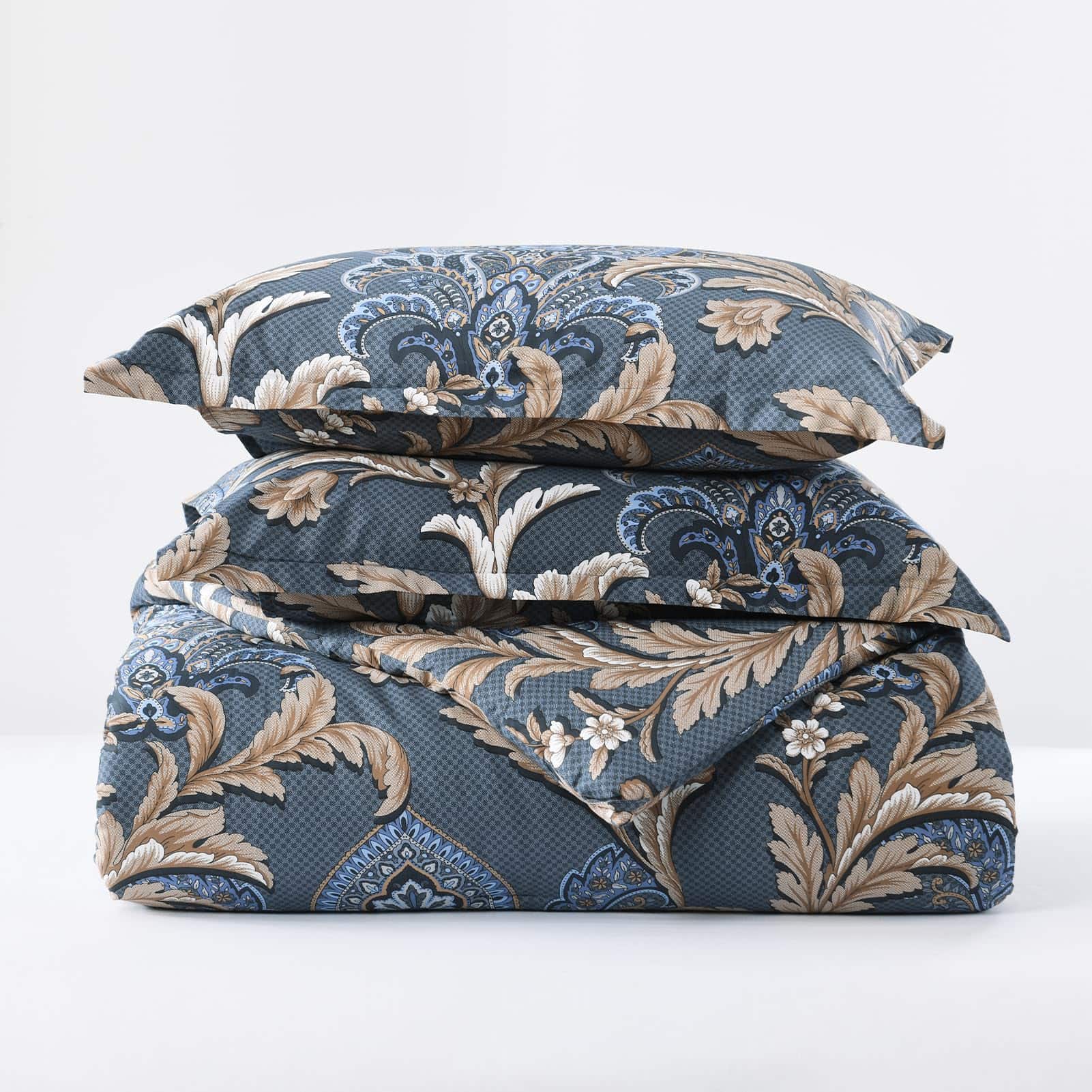 Juego de edredón de algodón SahSahCasa tamaño -Azul Marino/B - Imagen 8