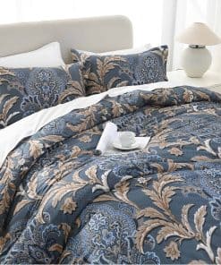 Juego de Edredón de Algodón SahSahCasa tamaño -Azul Marino/B