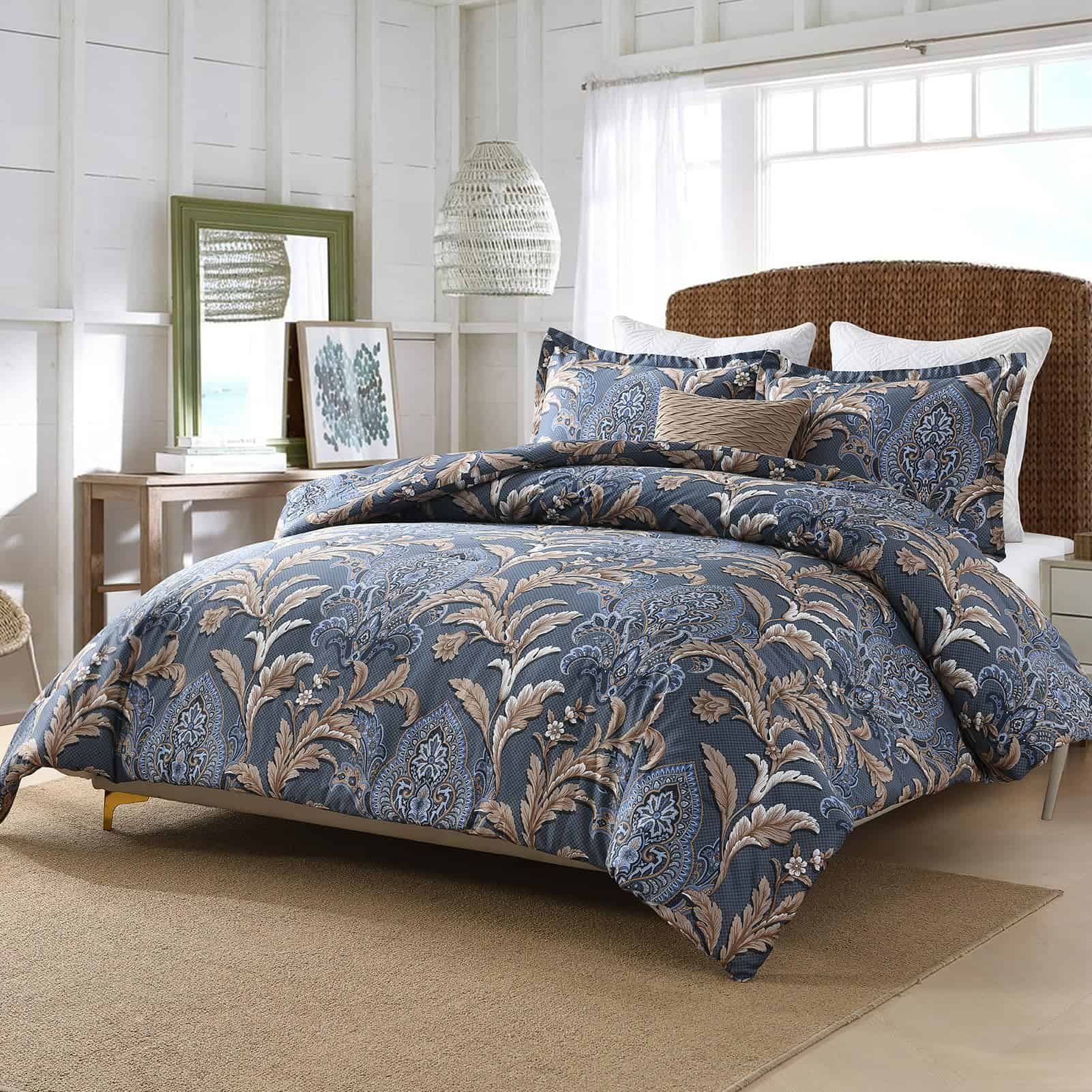 Juego de edredón de algodón SahSahCasa tamaño -Azul Marino/B - Imagen 4