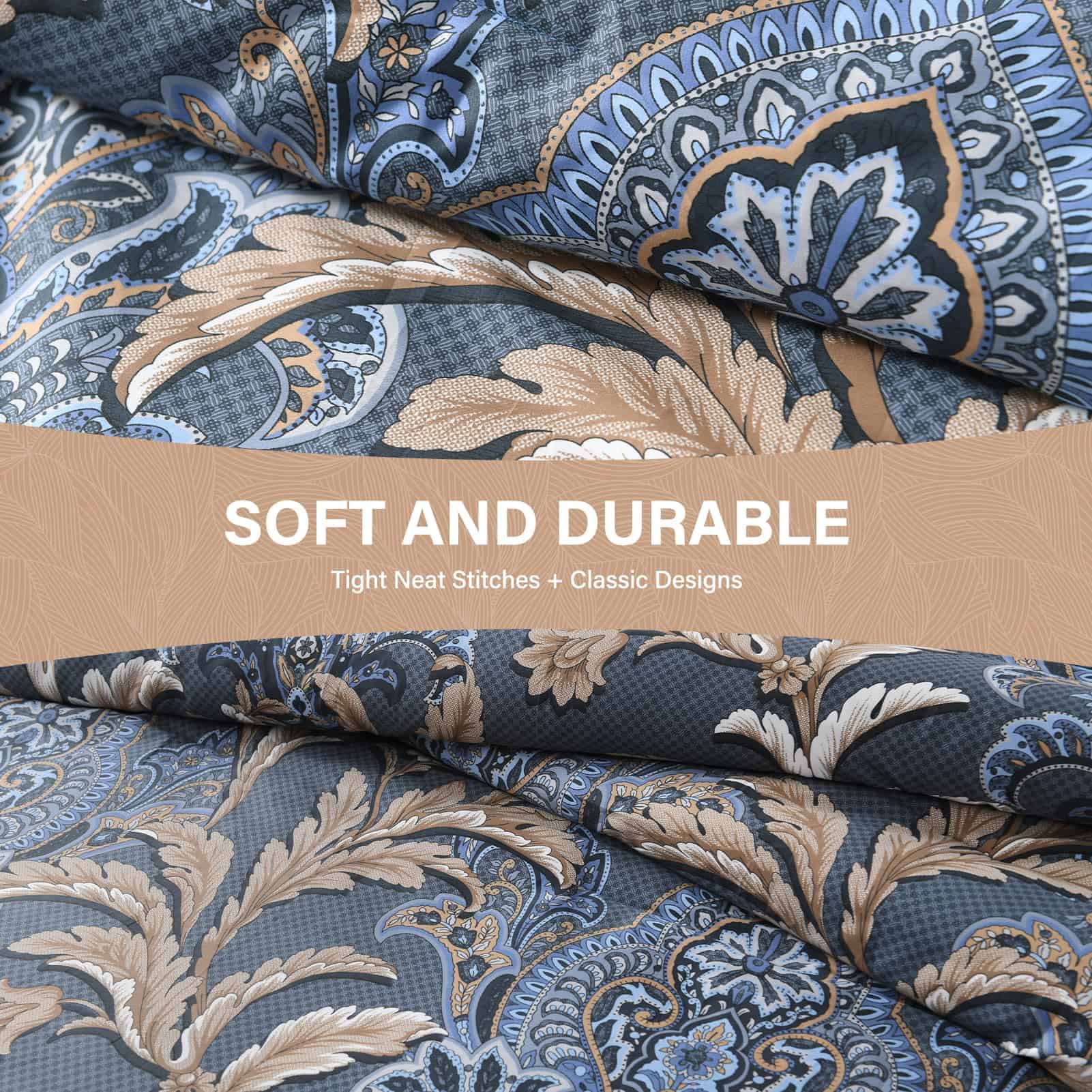 Juego de edredón de algodón SahSahCasa tamaño -Azul Marino/B - Imagen 6