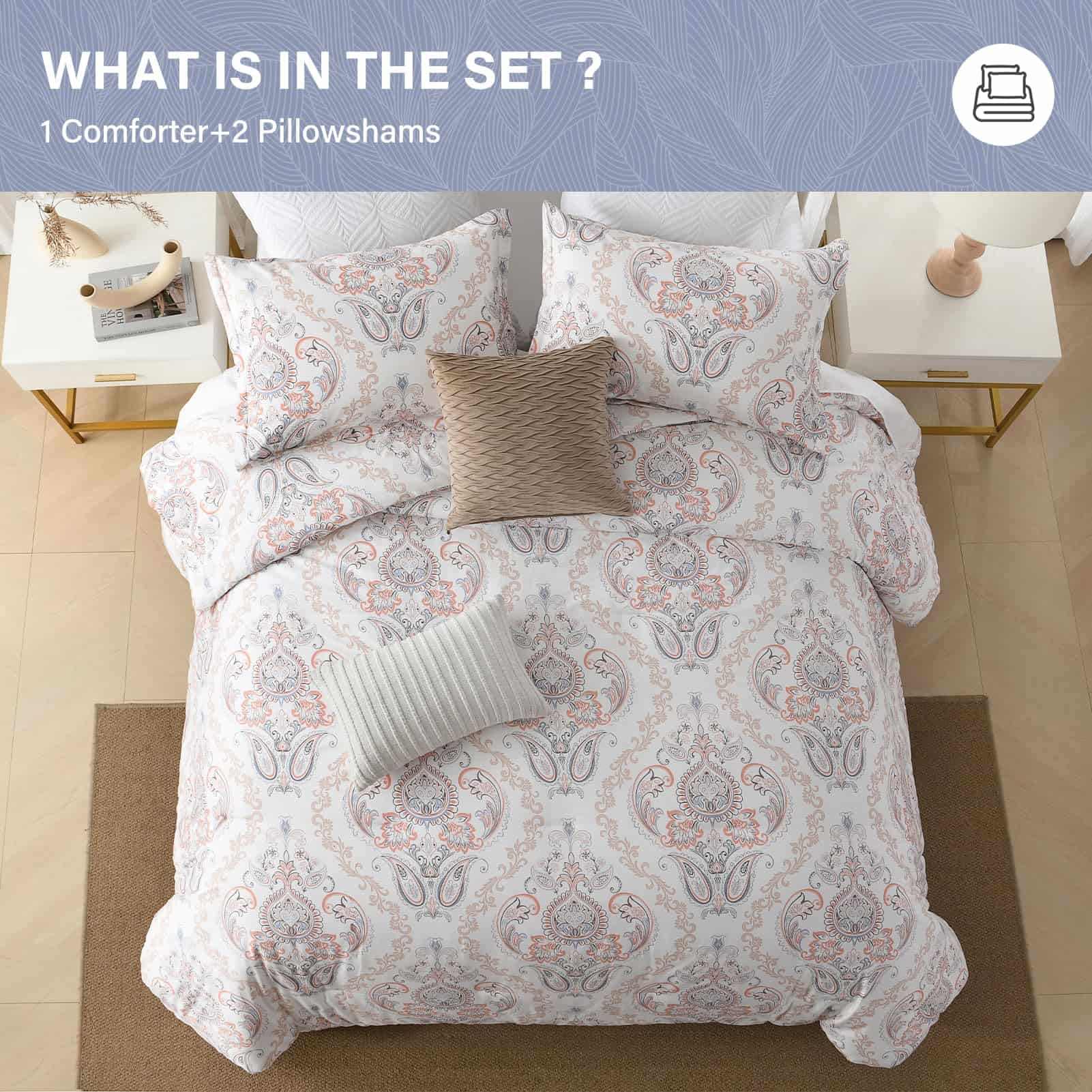 SahSahCasa Juego de Edredón de Algodón Tamaño Queen, Juego - Imagen 9