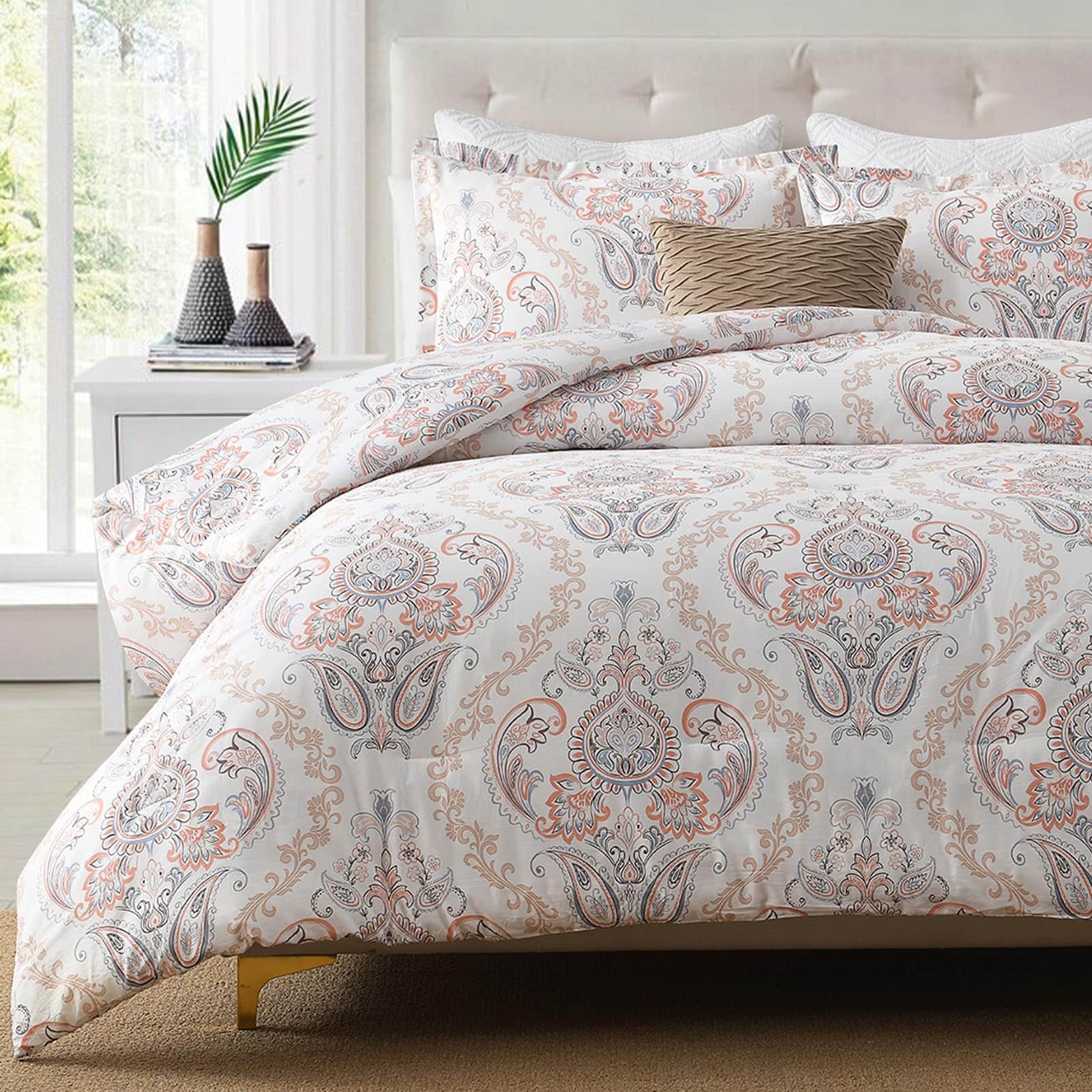 SahSahCasa Juego de Edredón de Algodón Tamaño Queen, Juego - Imagen 3