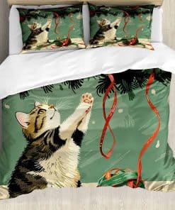 Lunarable Juego de Funda Nórdica de Navidad, Estilo Vintage