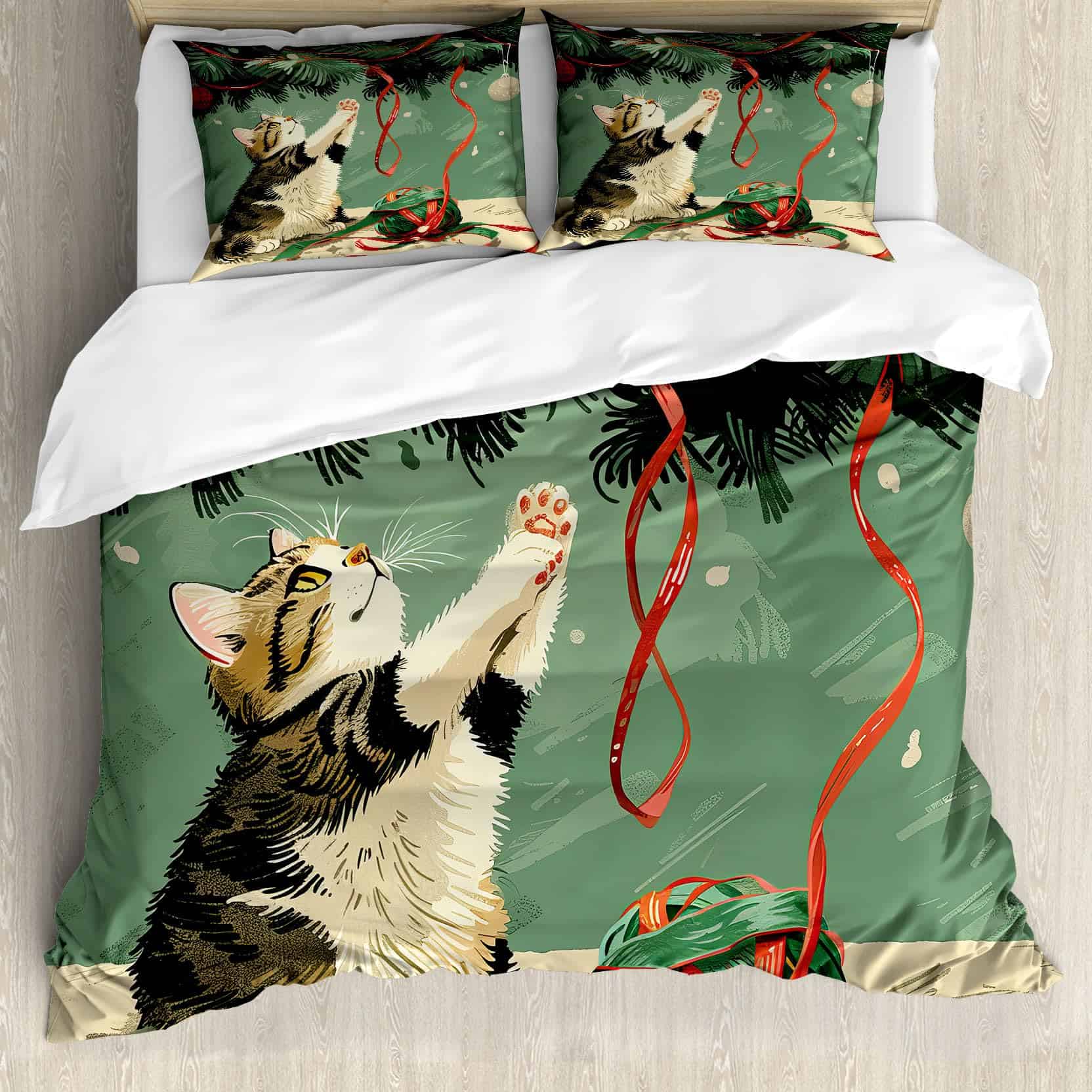 Lunarable Juego de Funda Nórdica de Navidad, Estilo Vintage