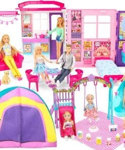 Casa de Muñecas Plegable y Portátil Style Shine con 60+ Pcs