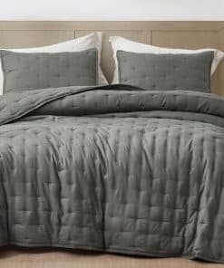 Juego de Colcha Chezmoi Collection Glen de -Gris Oscuro