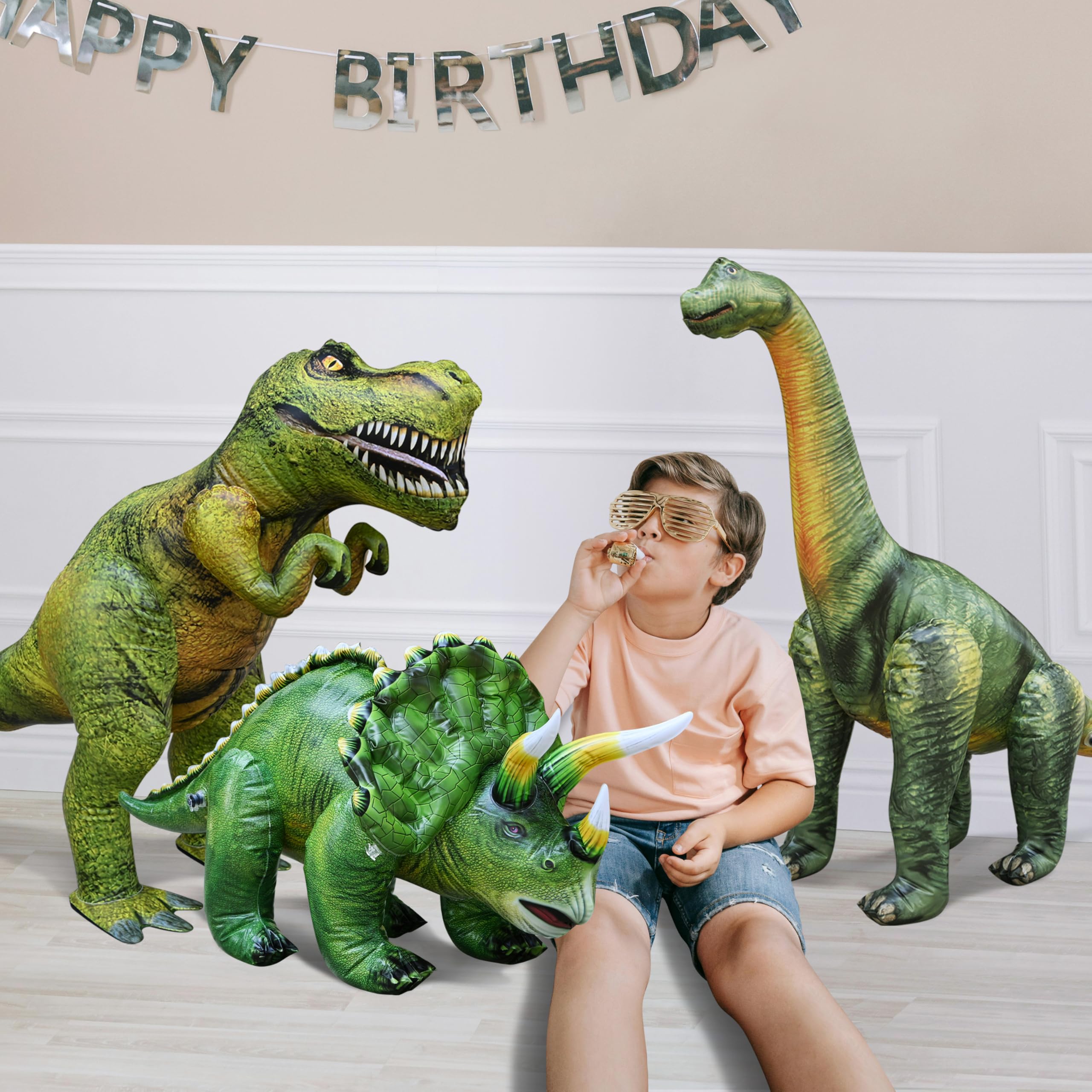 Paquete de 3 Juguetes Inflables de Dinosaurios T-Rex, - Imagen 6