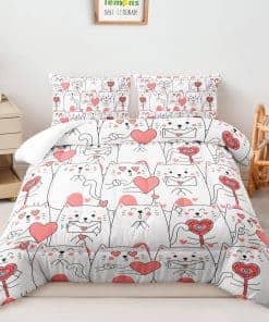 Suncloris Girls Lovely Kitten Comforter Set, Juego de