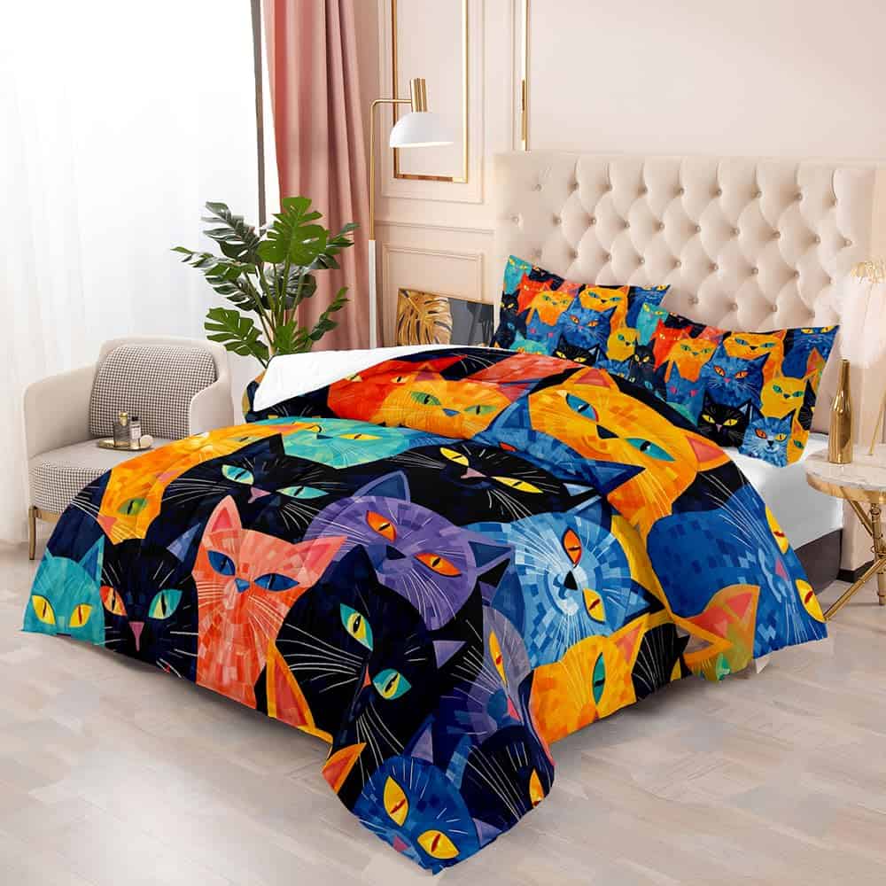 Suncloris Modern Chic Cats Comforter - Juego de Ropa de - Imagen 3