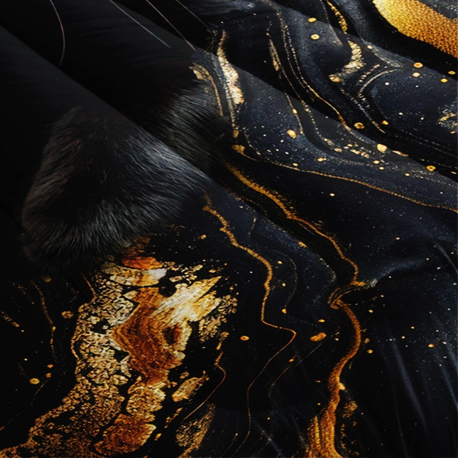 Juego de edredón Suncloris Cute Cat, Edredón Black Gold - Imagen 3