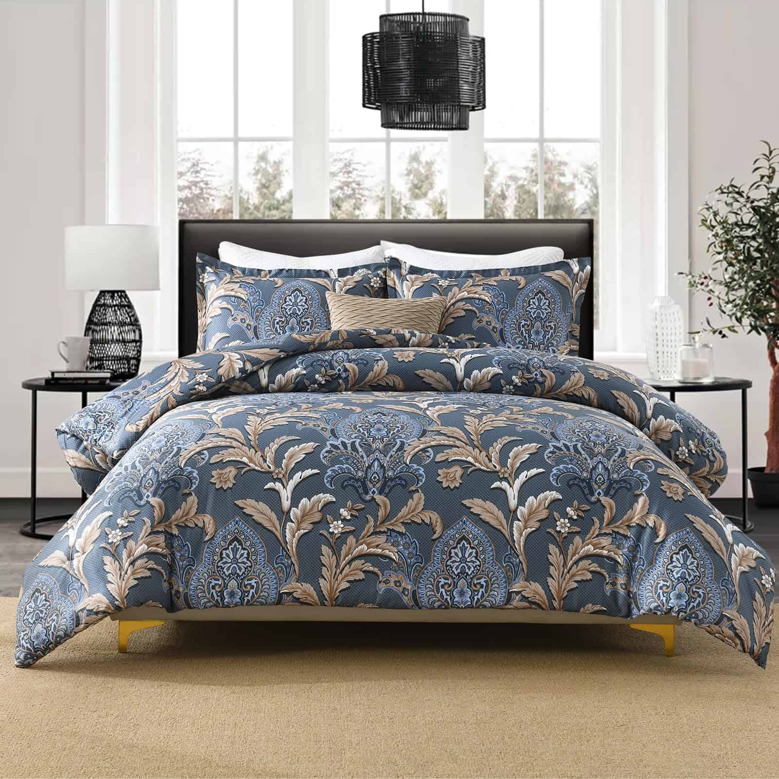 Juego de edredón Finlonte Queen - Edredón de algodón tamaño