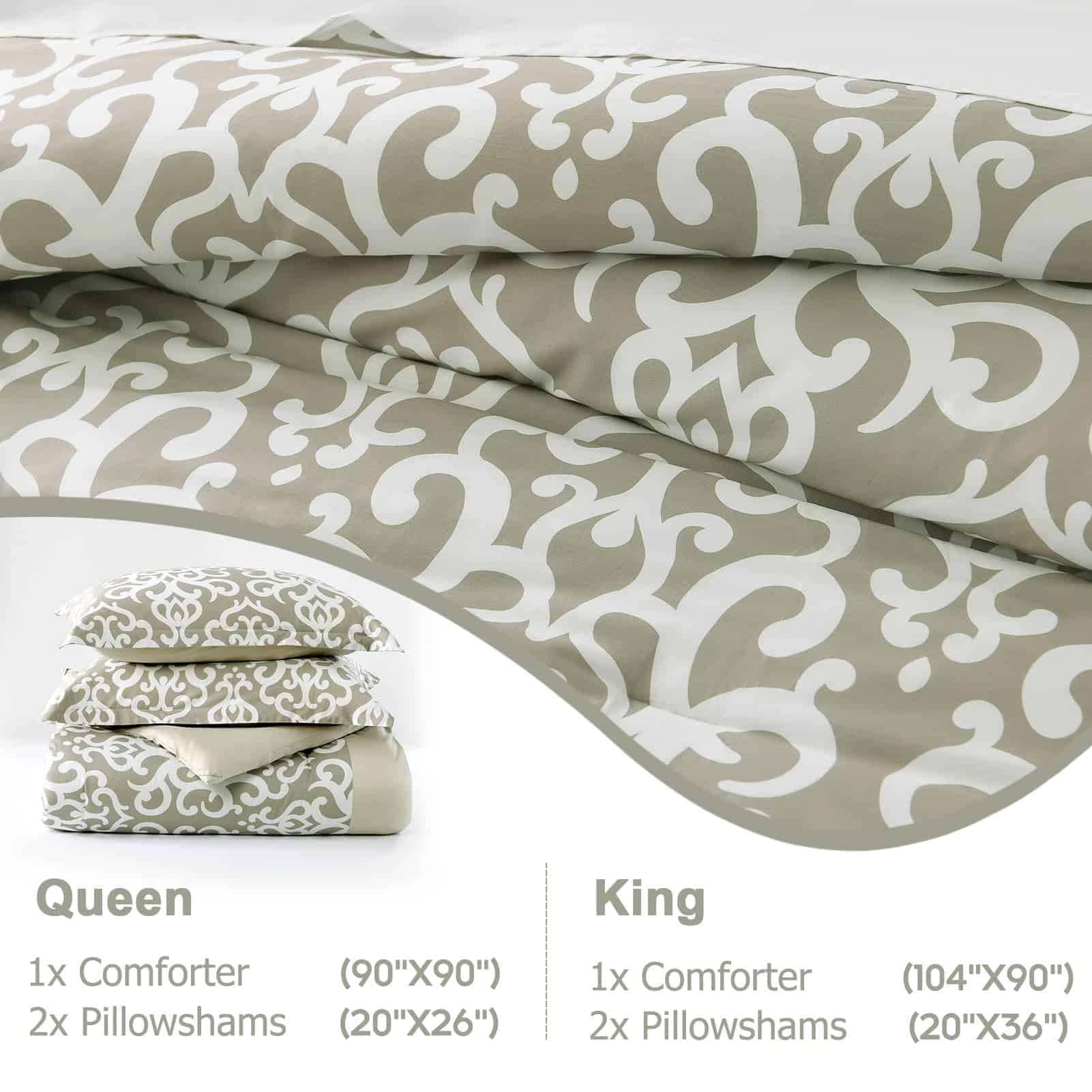 Set de Edredón King Size Reversible de Algodón Finlonte en - Imagen 7