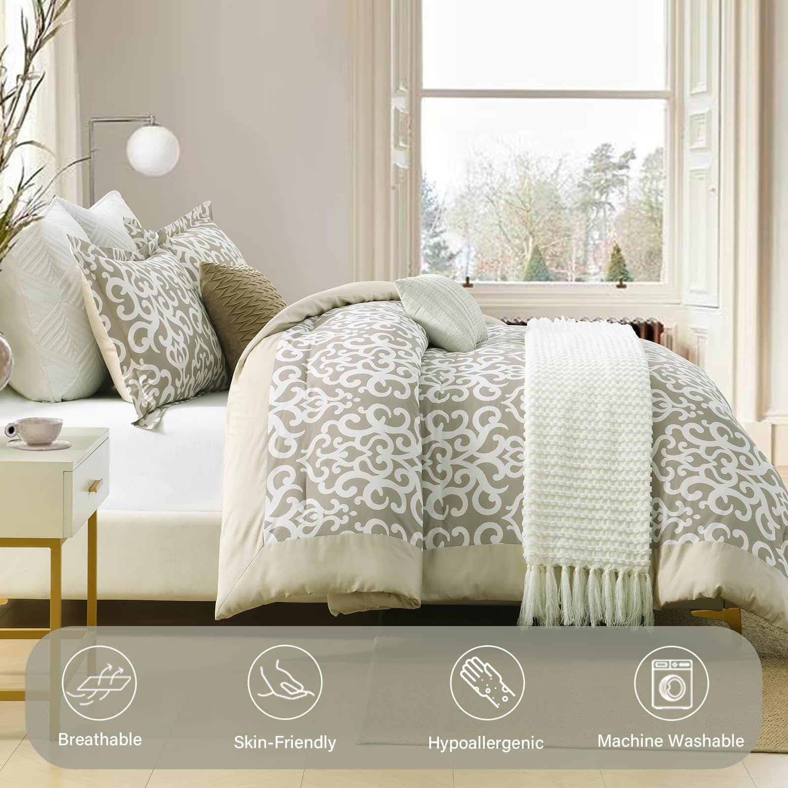 Set de Edredón King Size Reversible de Algodón Finlonte en - Imagen 5