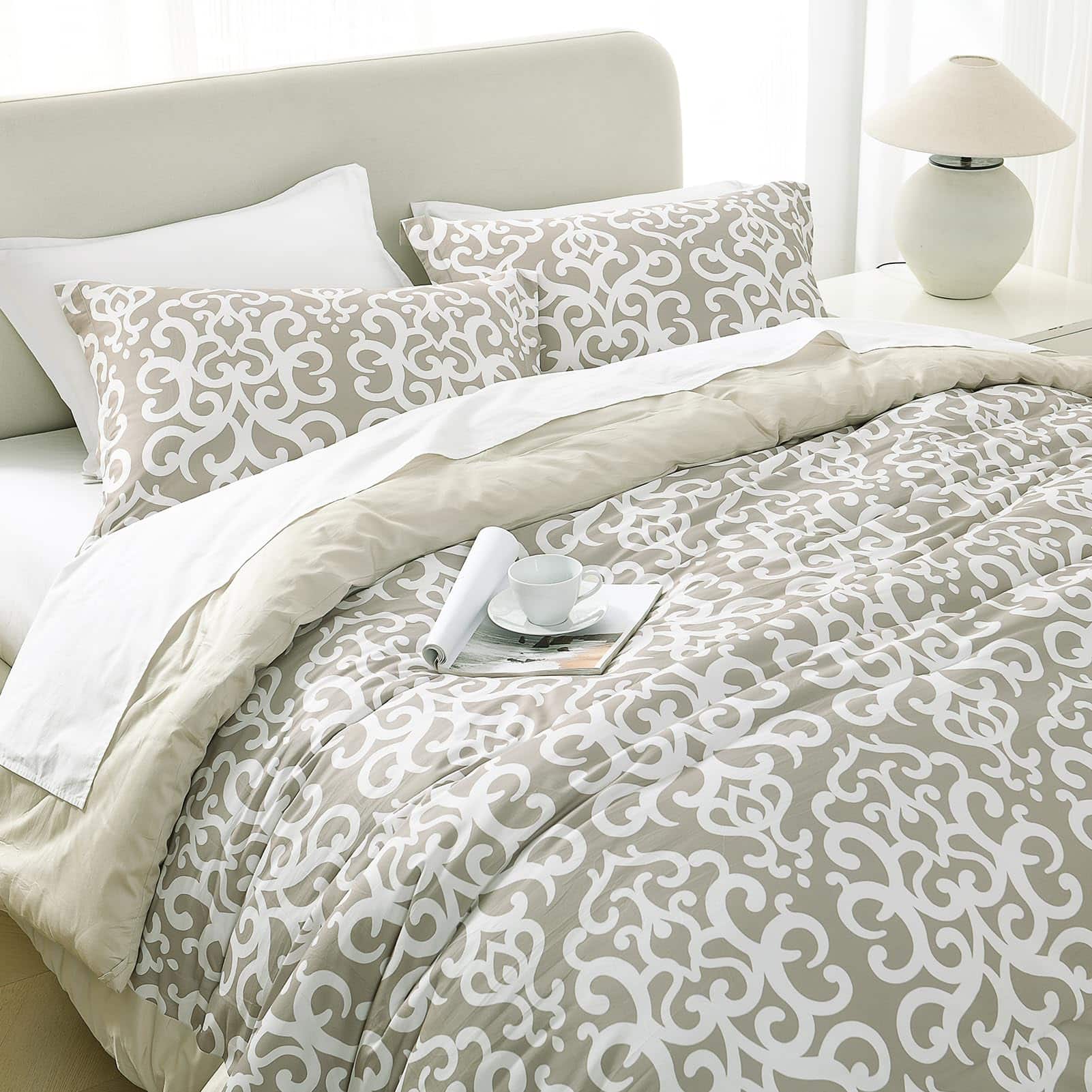 Set de Edredón King Size Reversible de Algodón Finlonte en