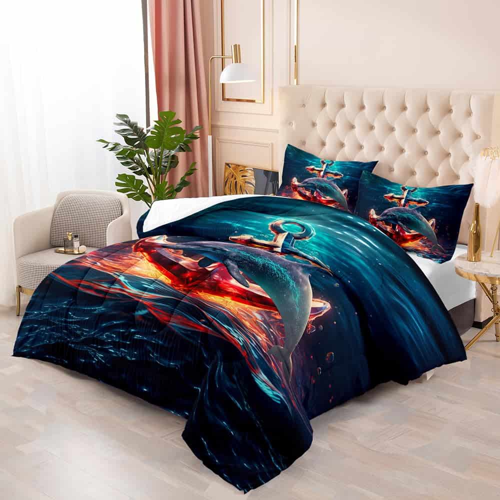 Suncloris Ocean Dolphin Comforter, Juego de Ropa de Cama - Imagen 3