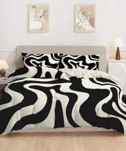 Juego de Funda Nórdica Rvciby a Rayas en Blanco y Negro