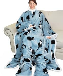 Manta con mangas y bolsillos para pies -Gris Wondercat