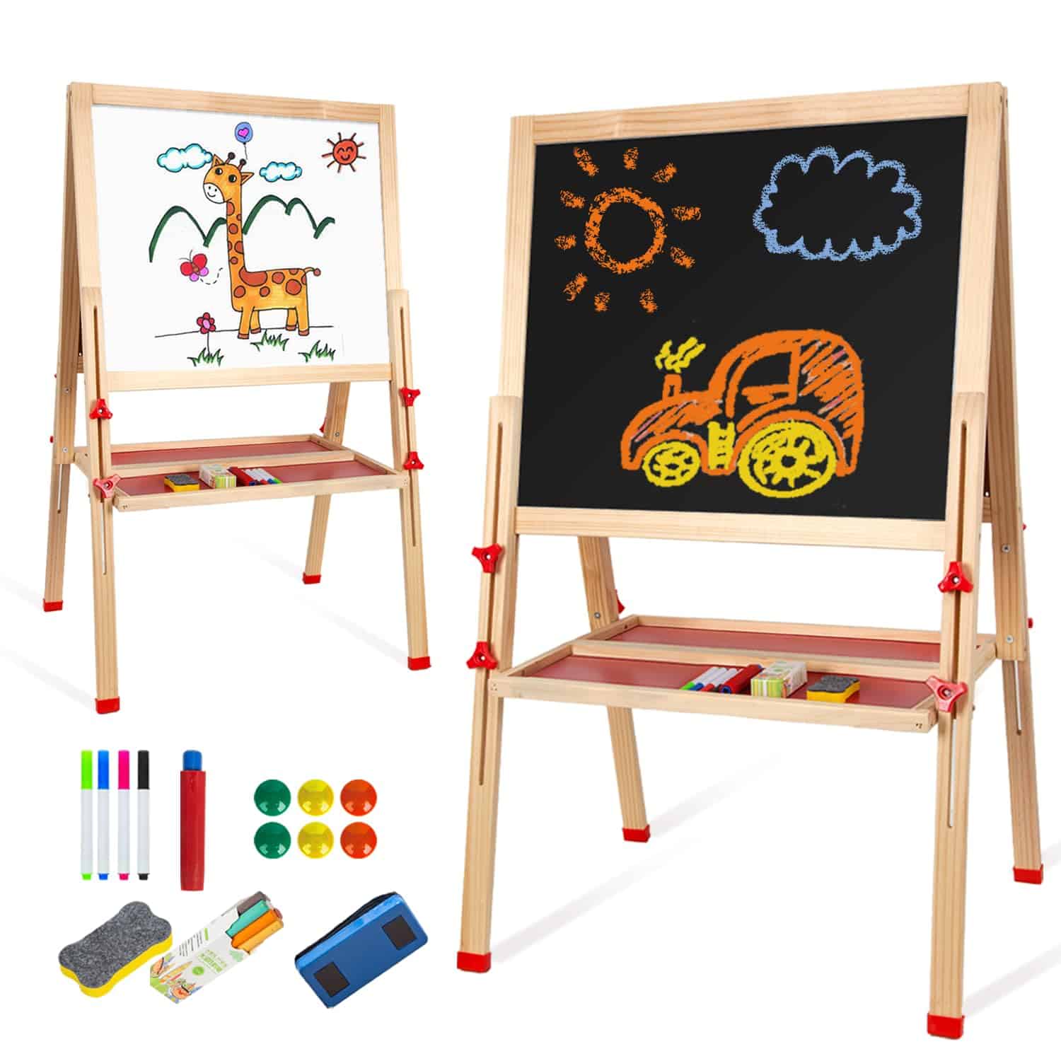 Caballete de Arte de Madera para Niños, Caballete Ajustable