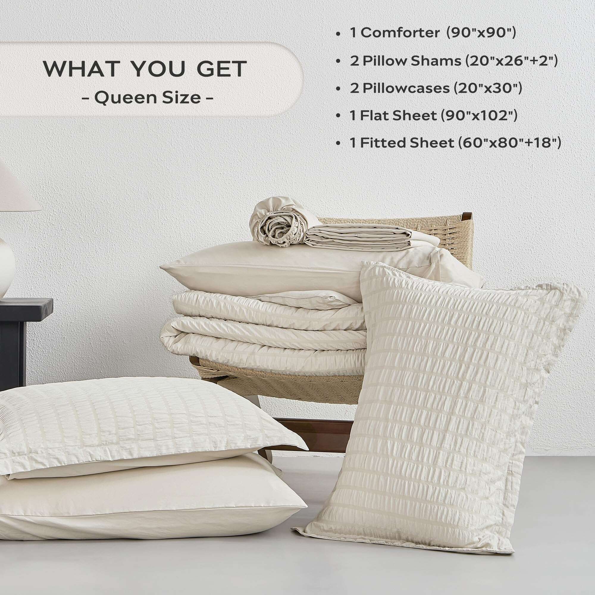 Juego de edredón JELLYMONI Seersucker tamaño Queen con - Imagen 6