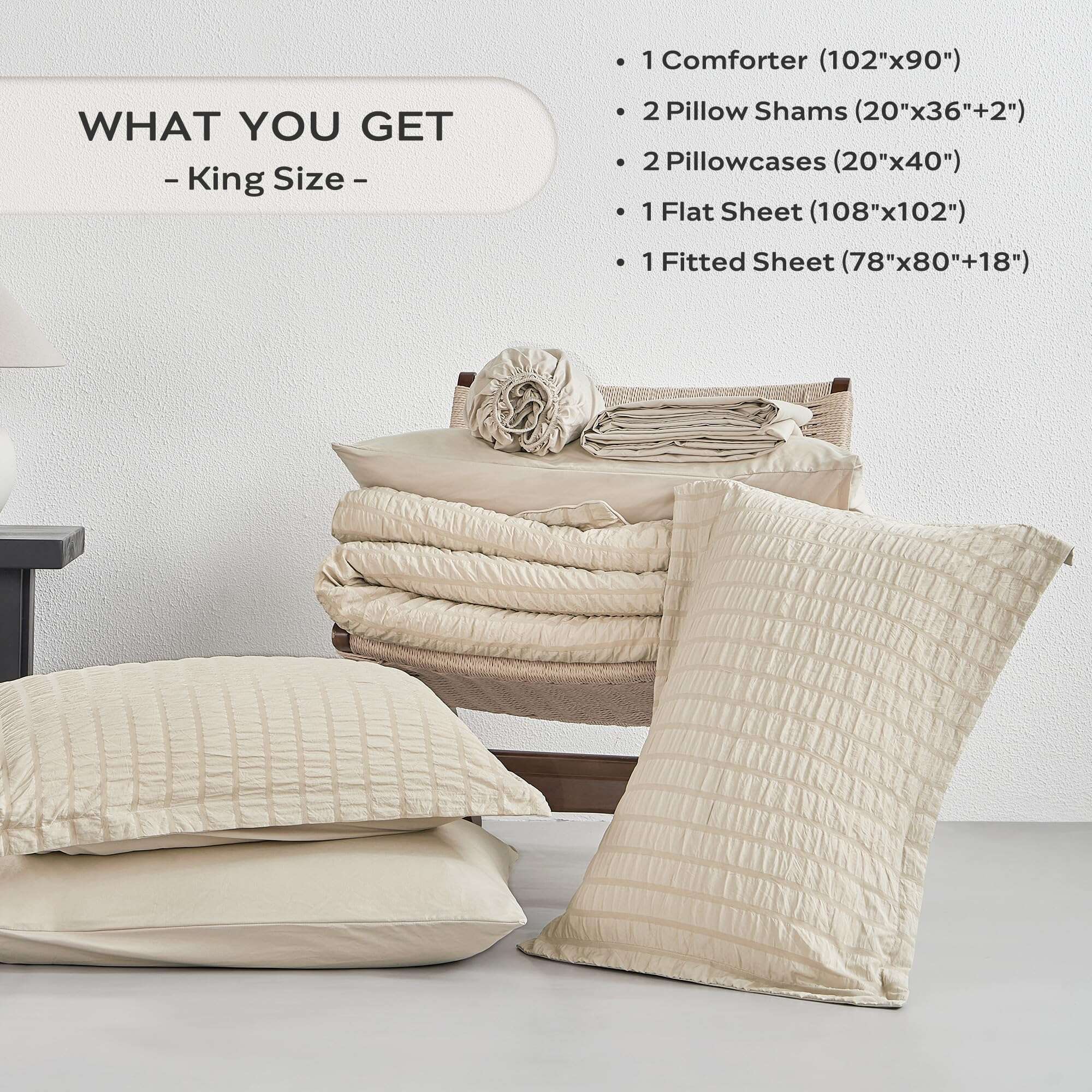 Juego de Edredón JELLYMONI Seersucker -Crema Gris - Imagen 6