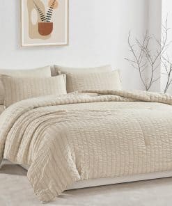 Set de Edredón JELLYMONI Seersucker Tamaño Full, 3 Piezas