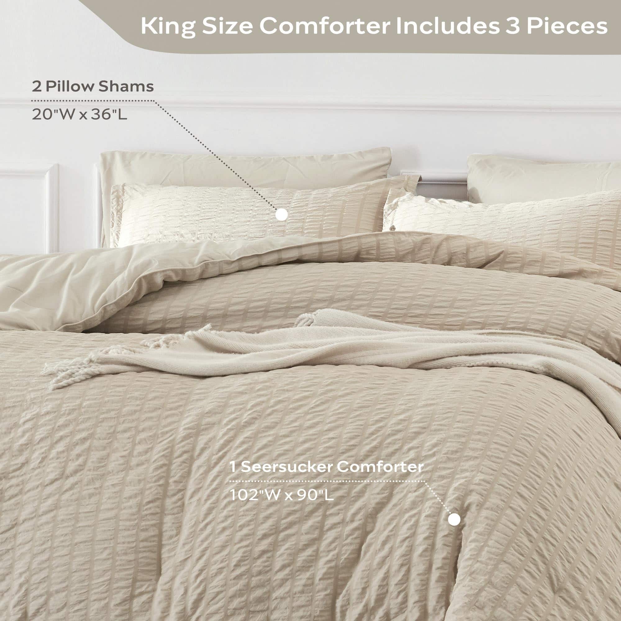 Juego de Edredón JELLYMONI Seersucker Tamaño -Crema y Gris - Imagen 6