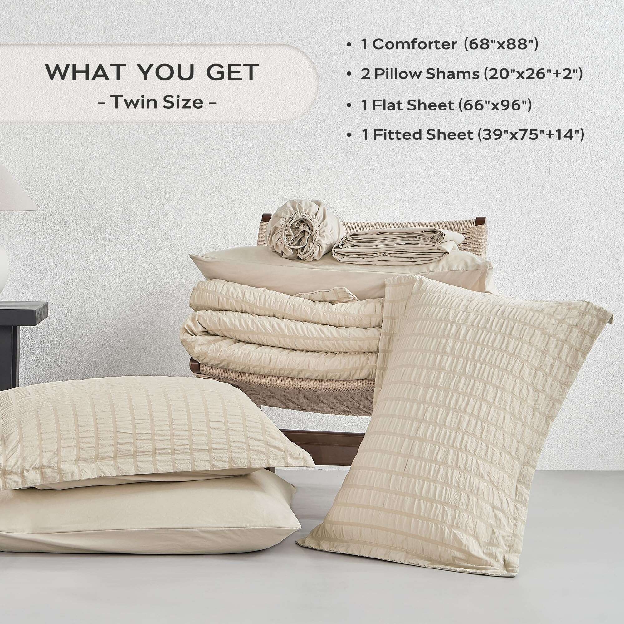 Juego de Edredón JELLYMONI Seersucker Tamaño Twin con Ropa - Imagen 6