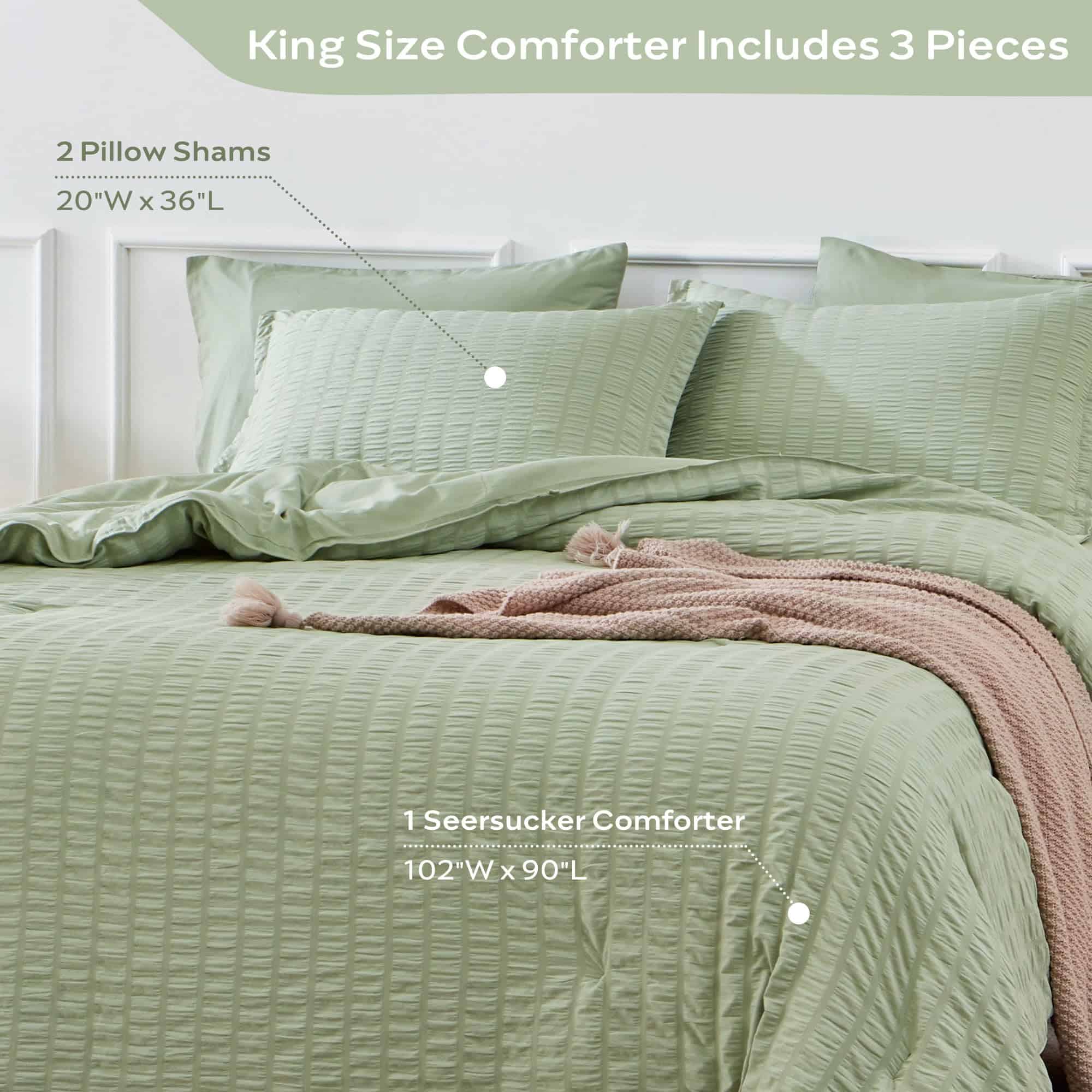 Juego de edredón JELLYMONI Seersucker tamaño -Verde Claro - Imagen 6