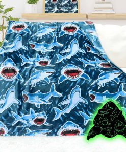 Manta Tiburón Que Brilla en la Oscuridad para Niños Azul