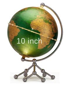 Mundo Globo Verde-Dorado de 10 pulgadas con soporte de