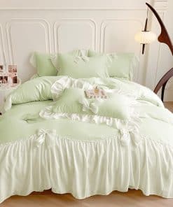 Funda de Edredón King Size Verde Rvciby, Juego de Cama de