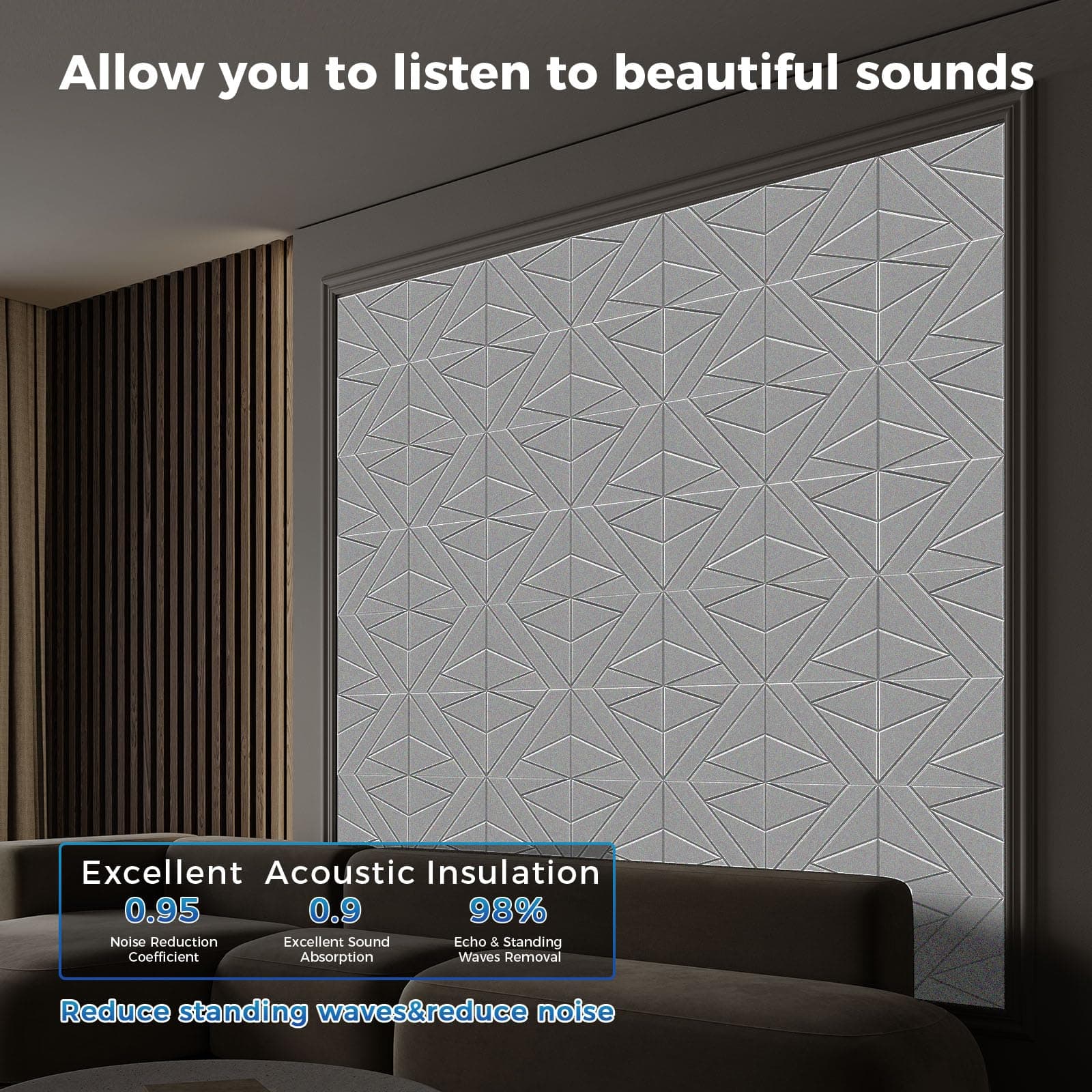 Paquete de 8 Paneles de Pared Autoadhesivos -Gris - Imagen 3