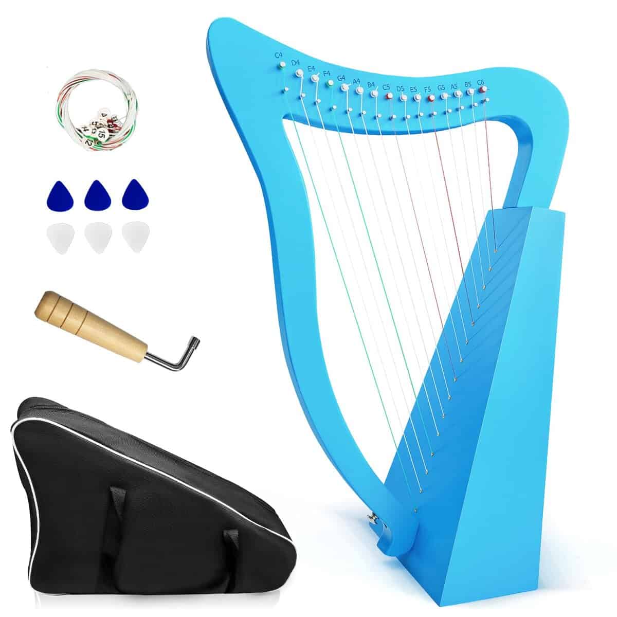 Arpa, Arpa de 15 Cuerdas 22 Pulgadas de Altura para Adulto