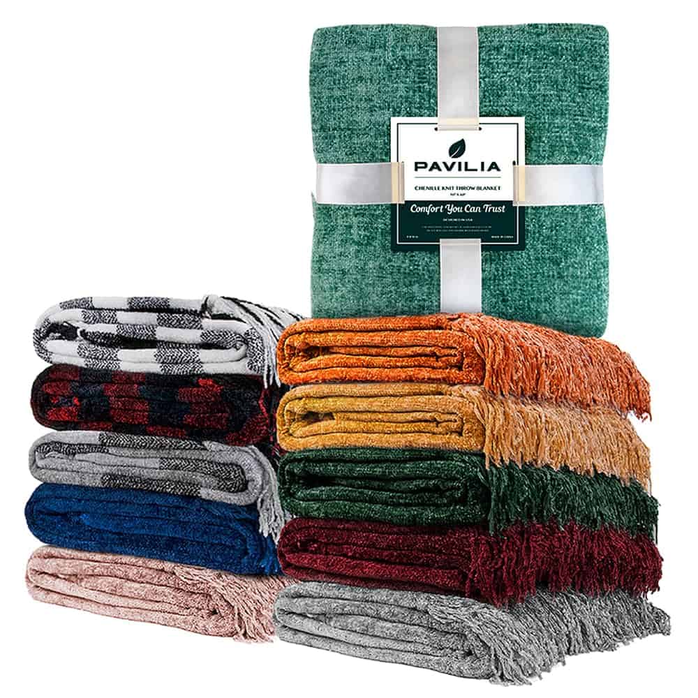 Manta de lanzamiento PAVILIA naranja para sofá, cama tamaño - Imagen 10