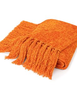 Manta de lanzamiento PAVILIA naranja para sofá, cama tamaño