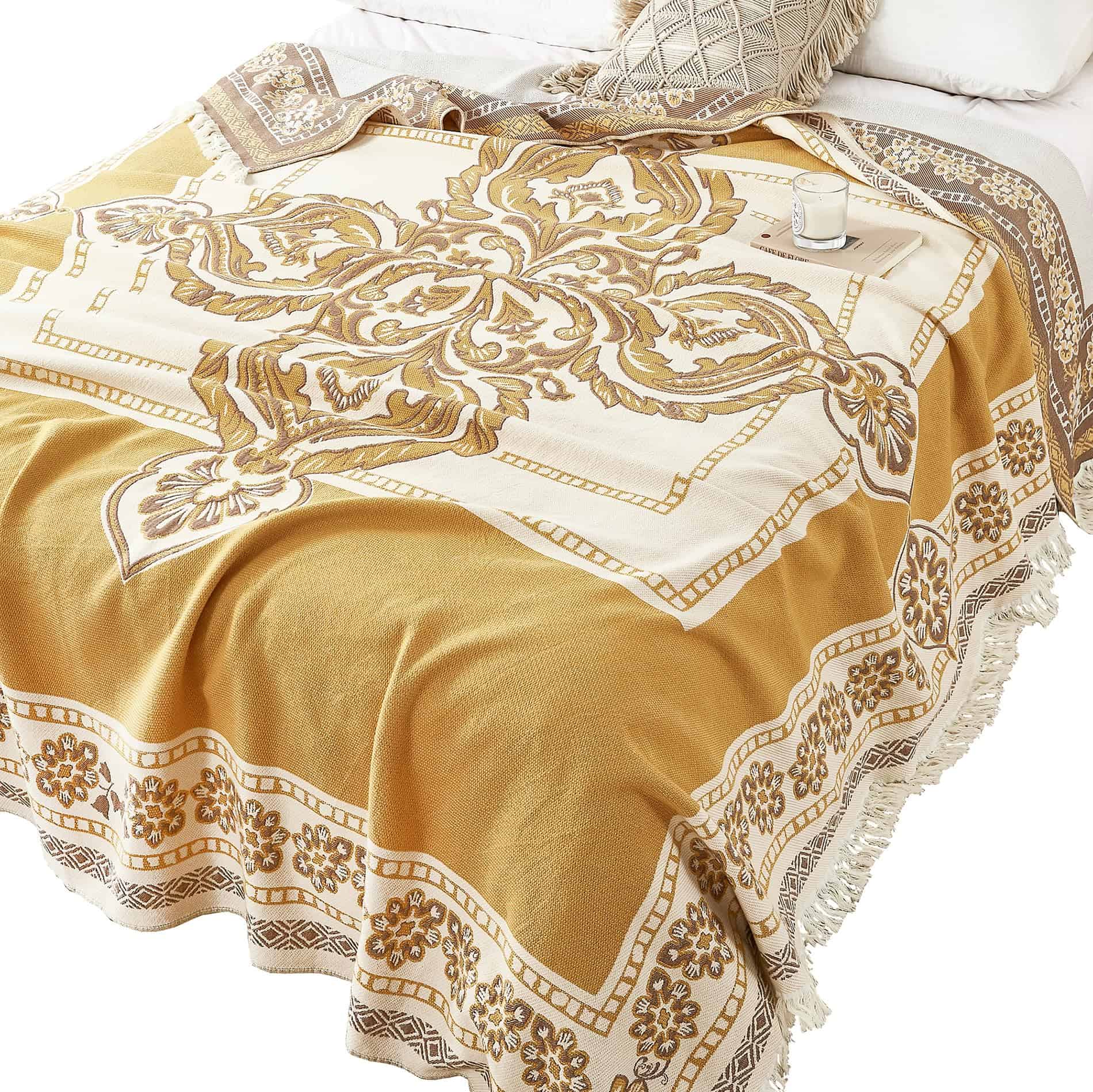 Manta de Muselina de Algodón 100% con Diseño Boho Cruz del